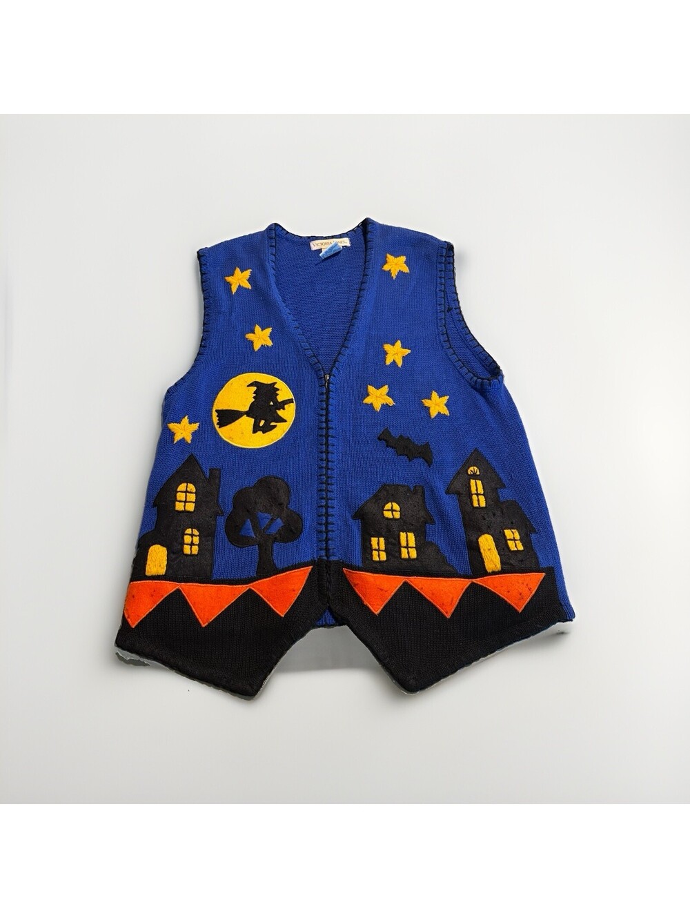 VTG Victoria Jones Women's Embroidered Halloween Trick or Treat Vest Medium 738